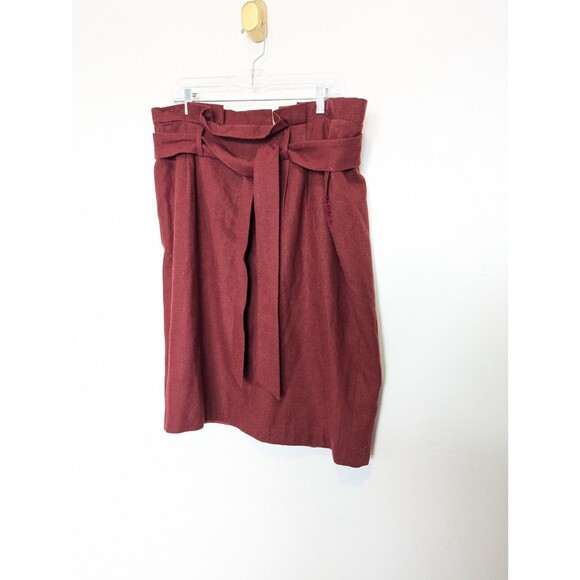 Boden Womens Rosemoor Paperbag Wool Skirt Size 16 Burgundy Wool Blend Midi Fall - Picture 3 of 10